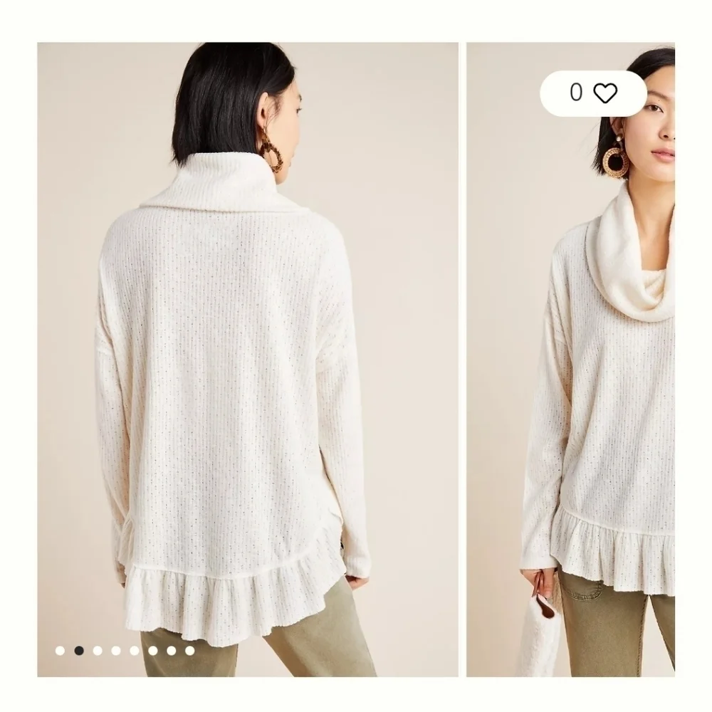 Anthropologie Maeve Addie Ruffled Hacci Pullover Size XSMALL-SMALL